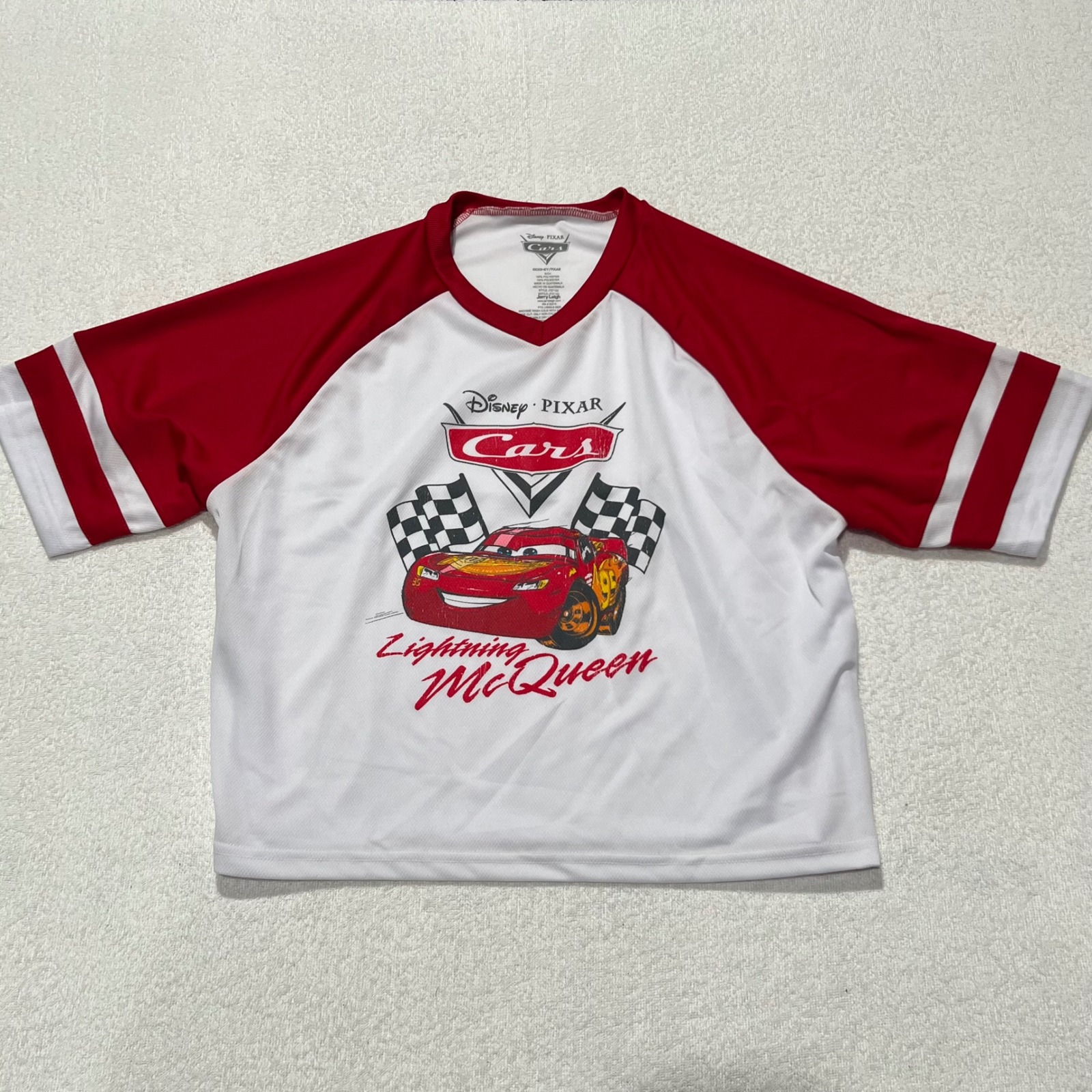 Brand New Disney Pixar Cars Lightning Mcqueen Sports Jersey  Size SCh